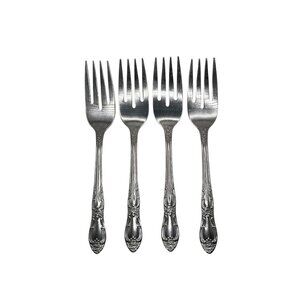 Set Of 4 Oneida Silver Venus Stainless Steel Salad Forks scrolls flatware
